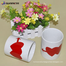 made by sublimation vacuum machine ceramic white mug with heart color changing